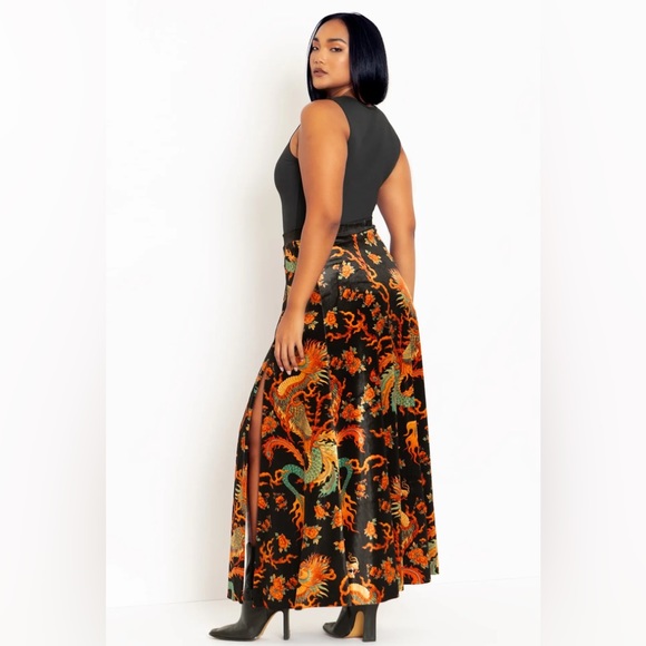NWOT Dragon Rising Velvet Single Split Maxi Skirt, Blackmilk size small - Picture 3 of 10